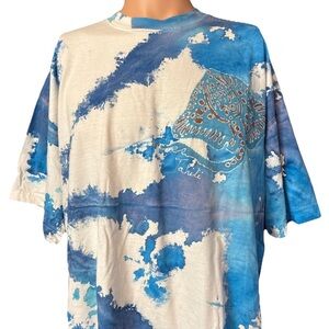 Vintage 90’s Stingray Blue & White Tie Dye Shirt Size Large Men’s